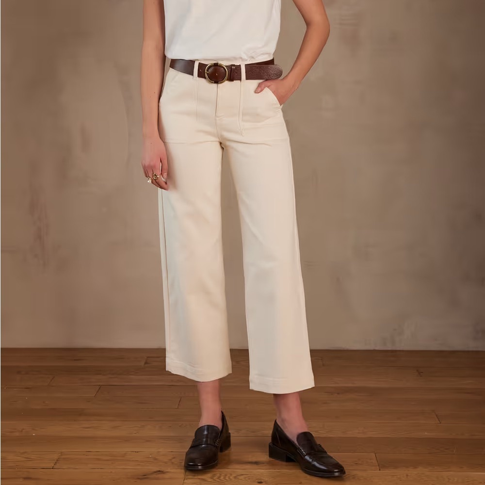 Women's Wide-Leg Cropped Pants - Cream